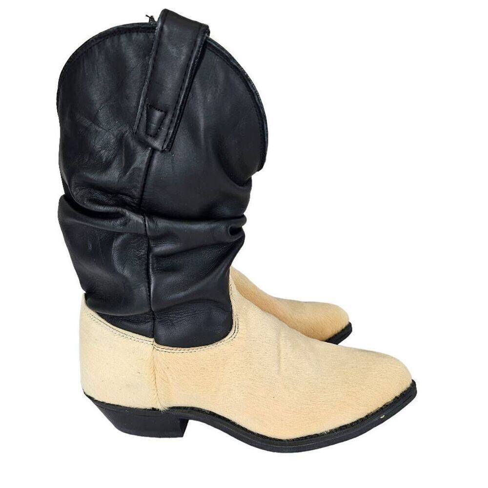 Vintage Capezio Deadstock 90's Western Boots Black Cream 5.5 New